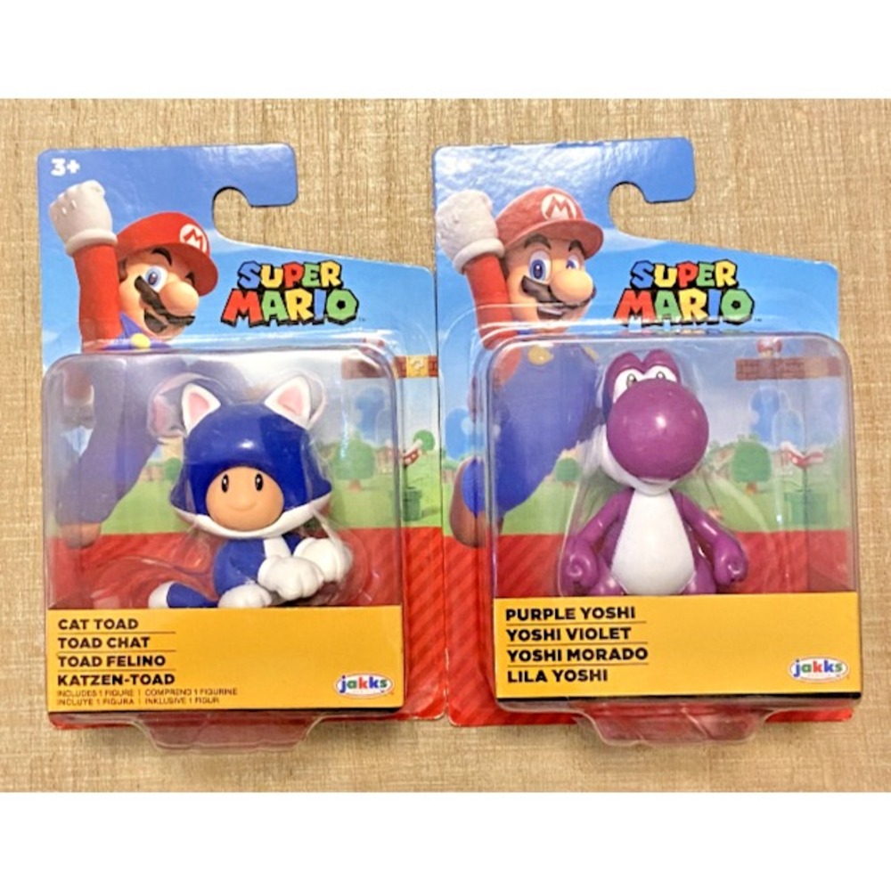 CAT TOAD‎ & PURPLE YOSHI Super Mario Jakks Pacific 2.5" Figures